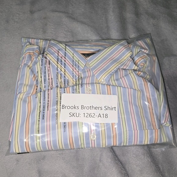 Brooks Brothers Striped Button Up Shirt Made In Italy Size Large Egyptian Cotton - Picture 13 of 13